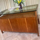 Mid-century Gio Ponti desk / Italian desk with a wooden and glass top