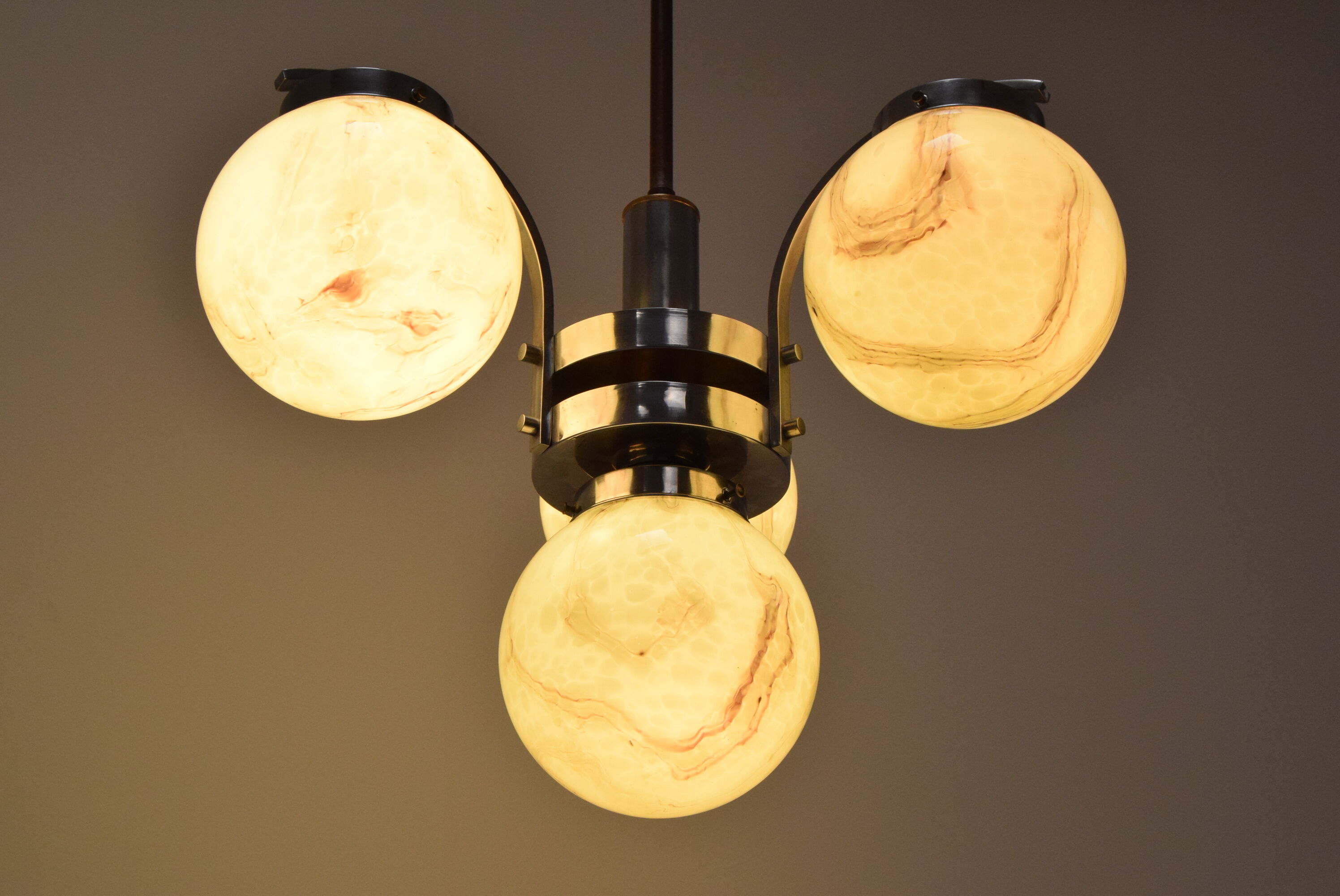 Art deco chrome chandelier,1930's.