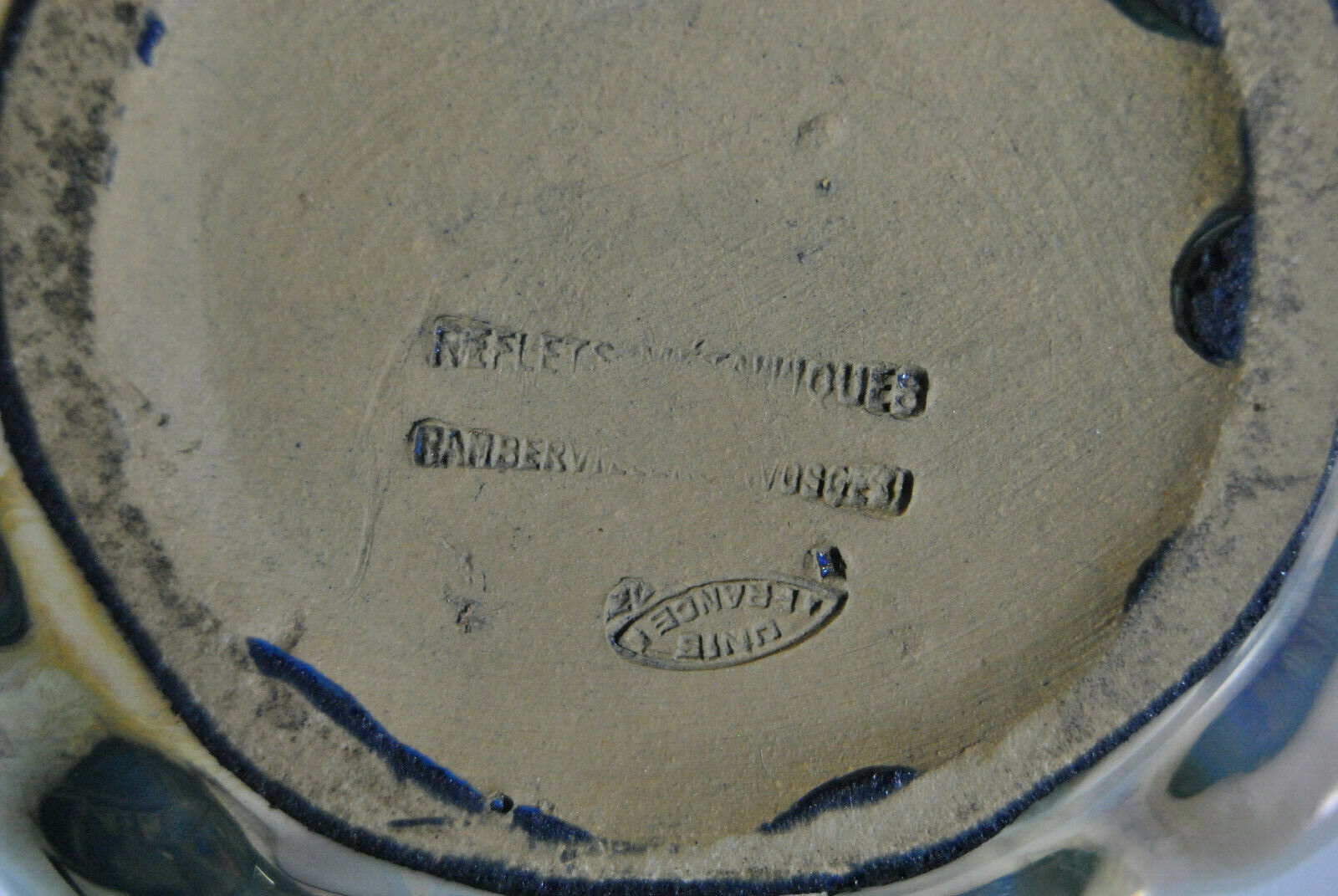 Ceramic pouring jug Rambervilliers art deco flamed sandstone metallic reflection