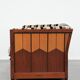 Luxury Art Deco 2.5-seater design sofa with beautiful woodwork and high-quality fabric upholstery