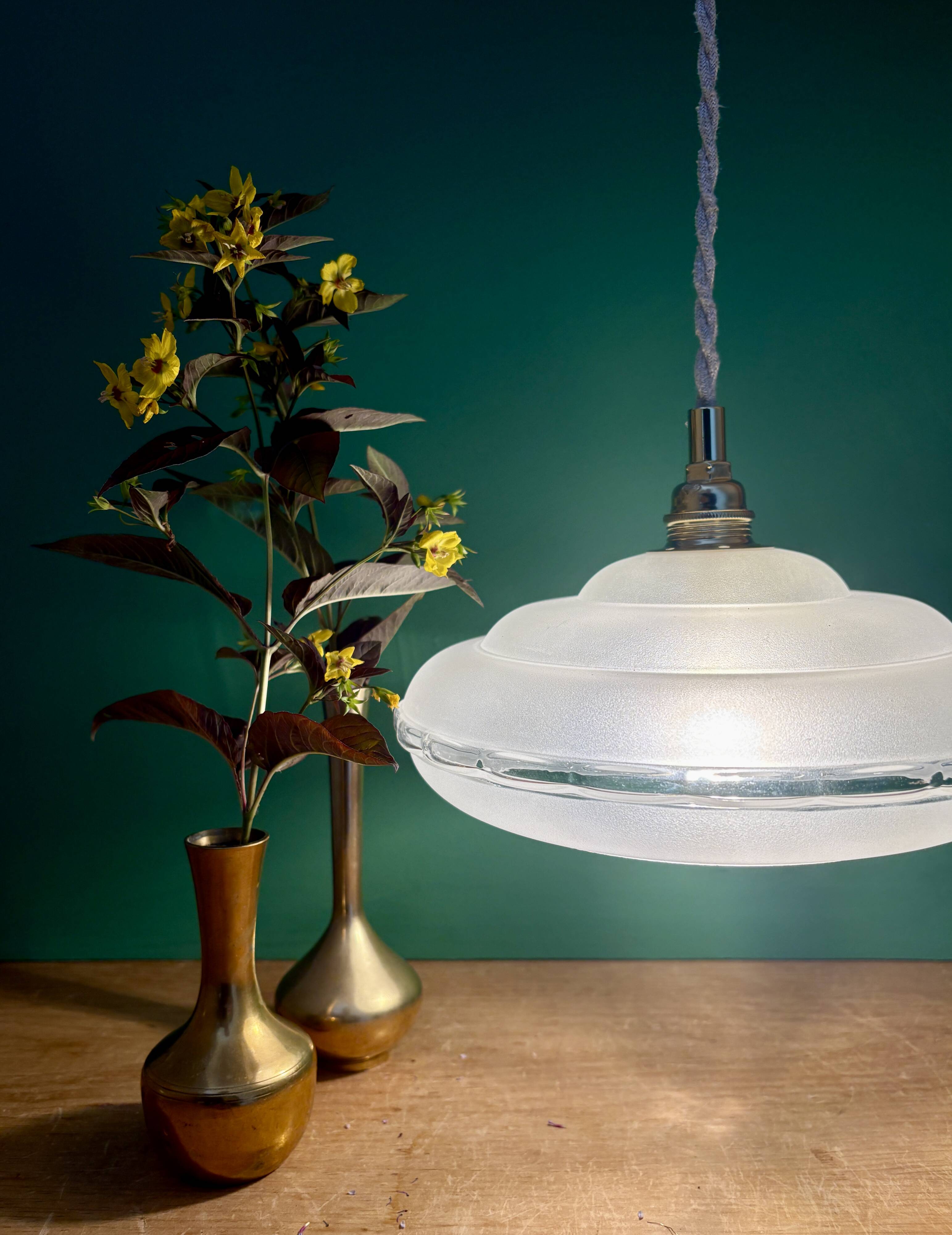 Vintage frosted glass lampshade pendant light