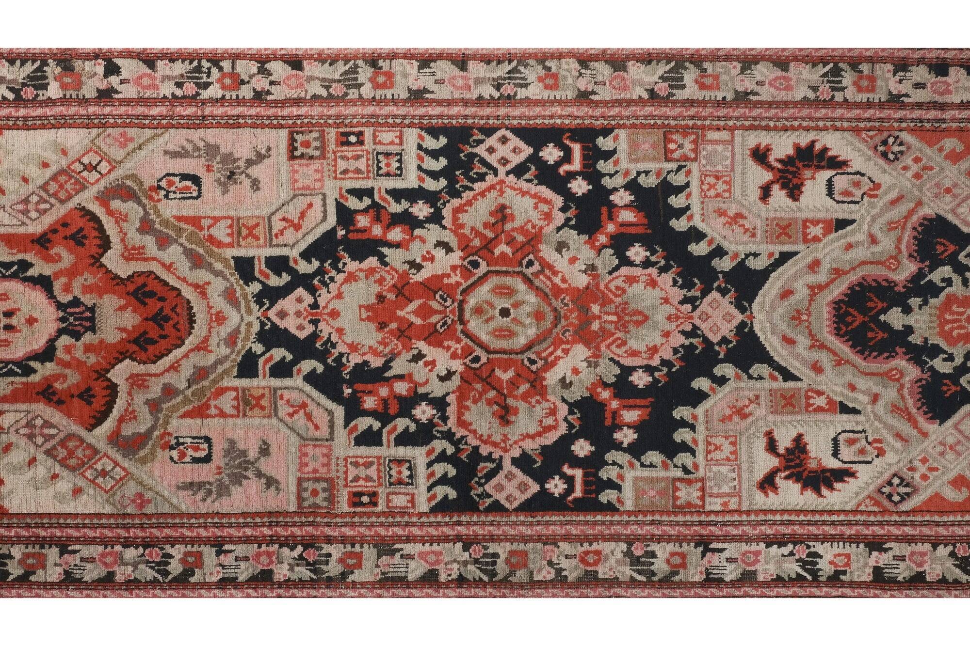 Vintage Turkish hallway rug 107x558 cm