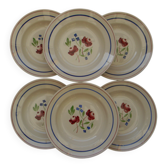 6 deep plates in earthenware KG LUNEVILLE. Bagatelle model.