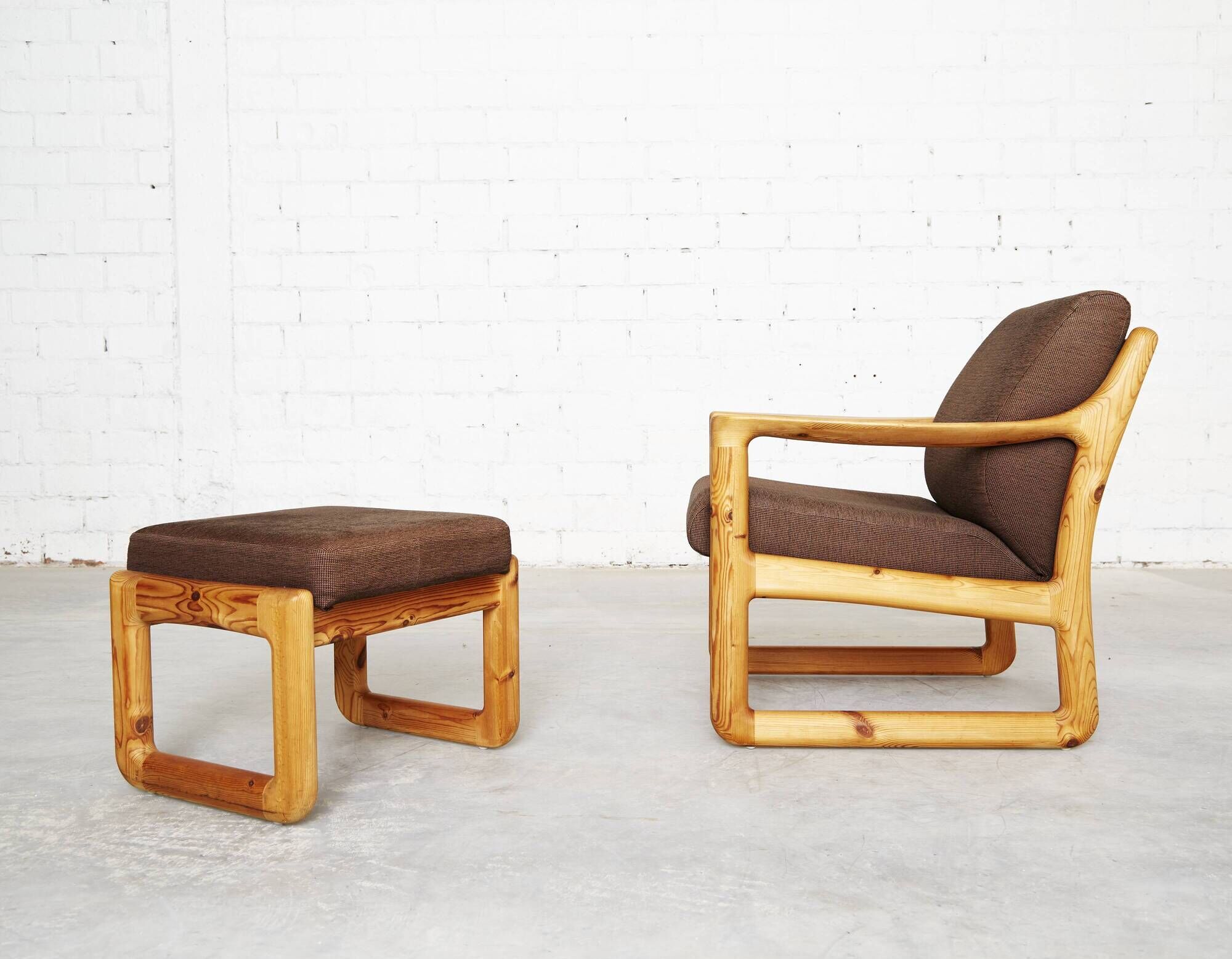 Danish Modern Pine  Armchair & Stool  by C. F. C. Silkeborg