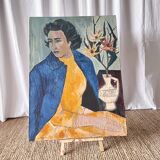 Female portrait – Modernist painting from the 1950s – School of Paris – Jean Be