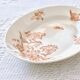 Large oval dish 19th century Longwy iron earth sepia "Botanical" bird