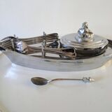 Bateau en inox support vinaigrette vintage années 60