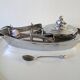 Vintage 60s stainless steel vinaigrette holder boat