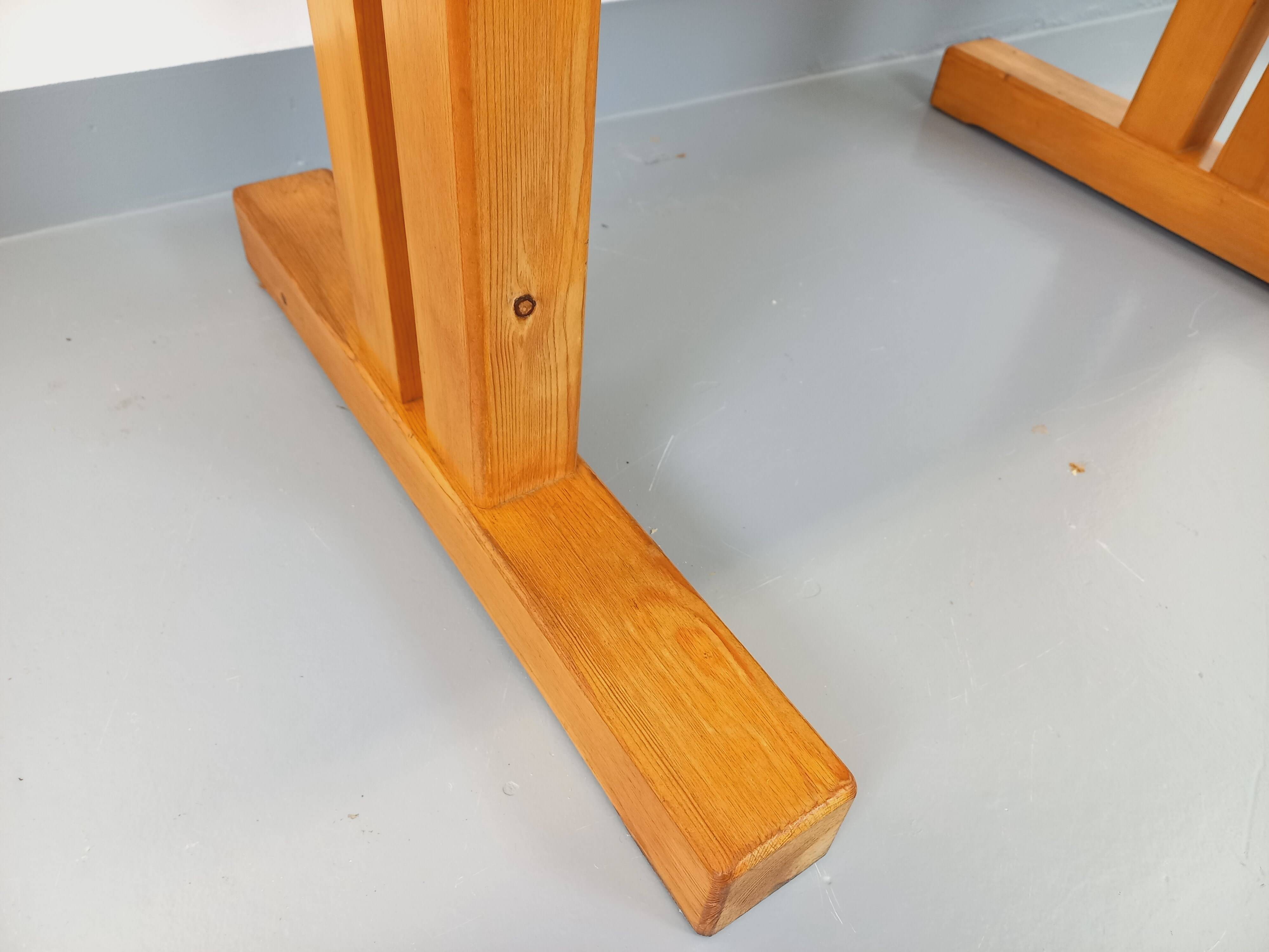 Charlotte Perriand Les Arcs vintage rectangular pine dining table from the 60s 70s