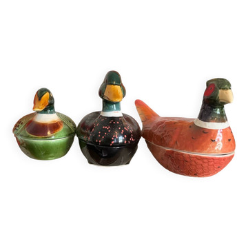 Set of 3 birds signed by Michel Caugant