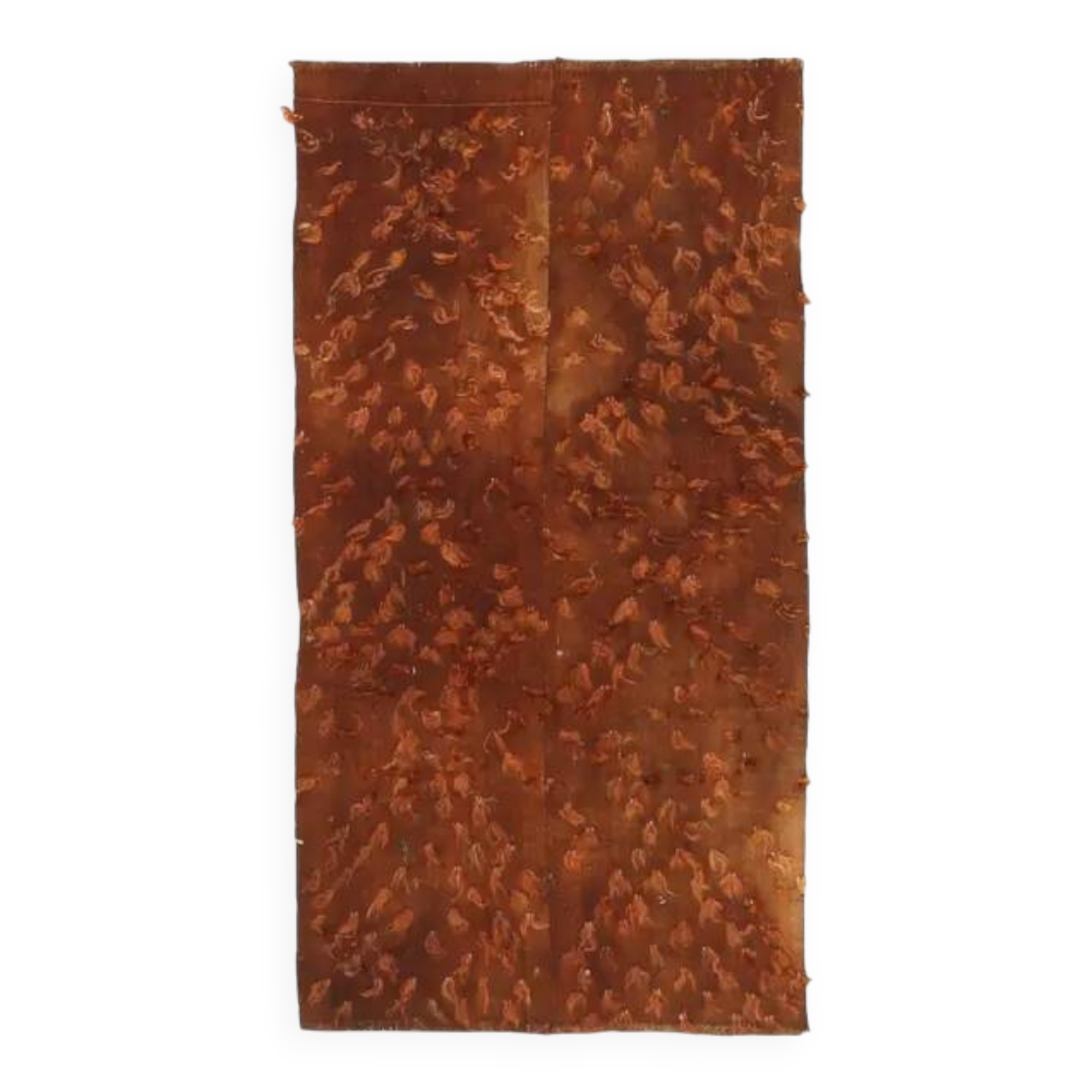 Vintage Turkish Hand-Knotted Wool Cotton Brown Kilim Area Rug 69x133