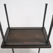 Brutalist nesting table in ebonized oak and wrought iron