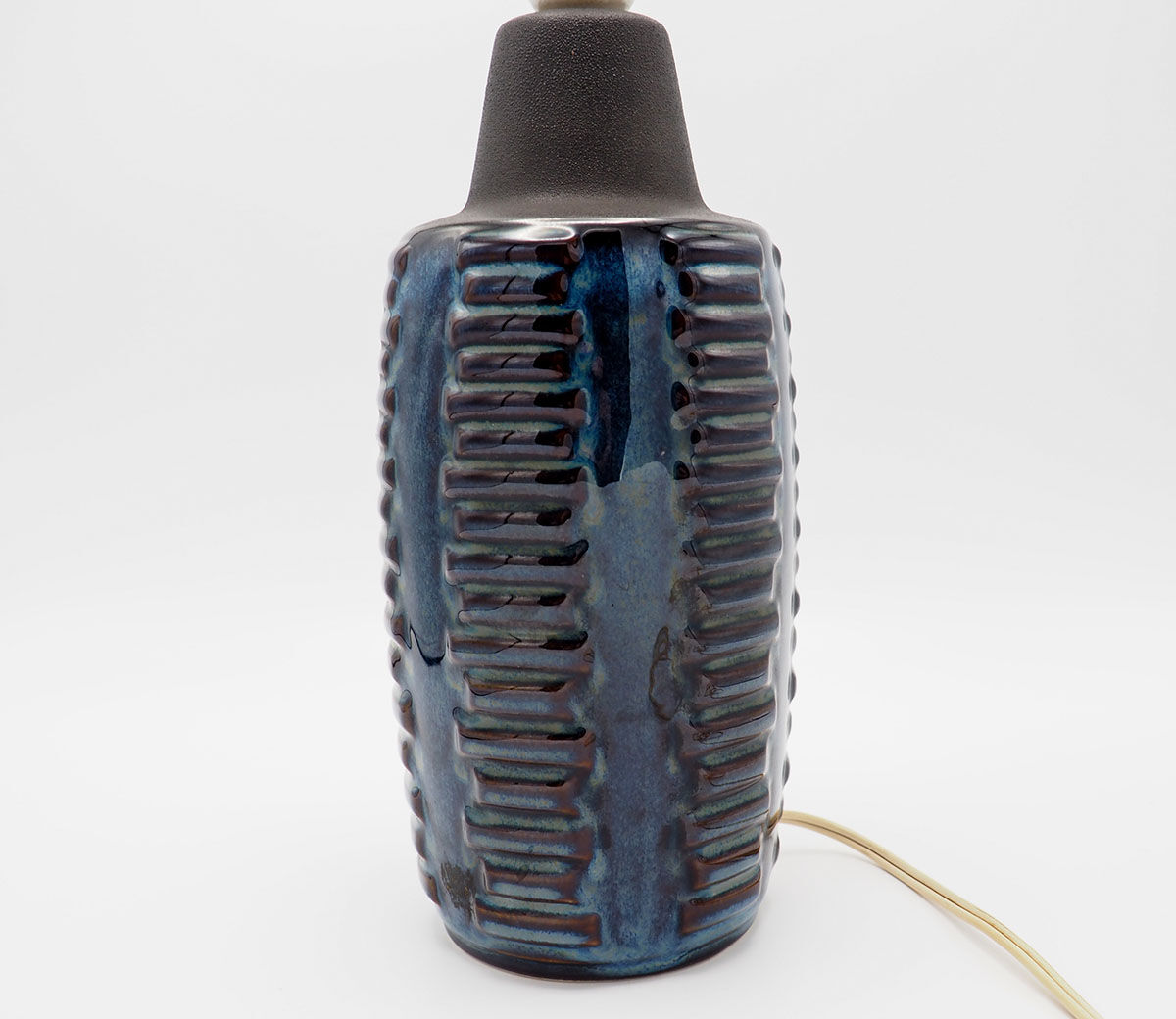 Blue black ceramic model 1034 table lamp base from Søholm, 1960s