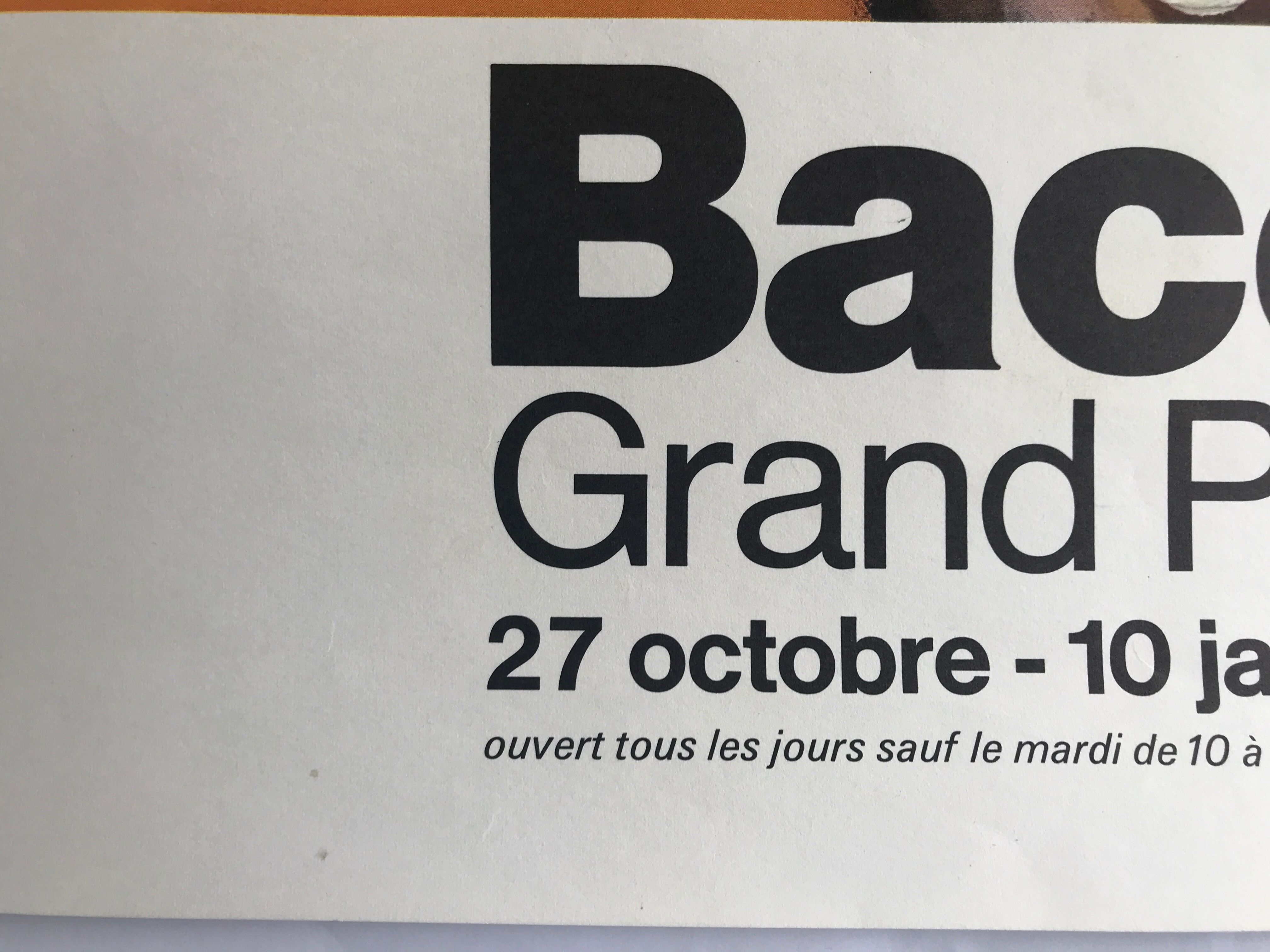 Affiche d'exposition originale de Francis Bacon, Grand Palais, 1972