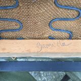 Vintage chairs guariche stone in Skaï green bottle and base in metal square tube.