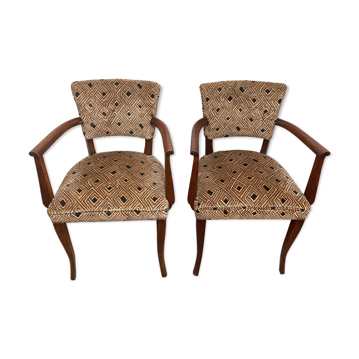 Pair of armchairs bridge in teak circa 1970 vintage