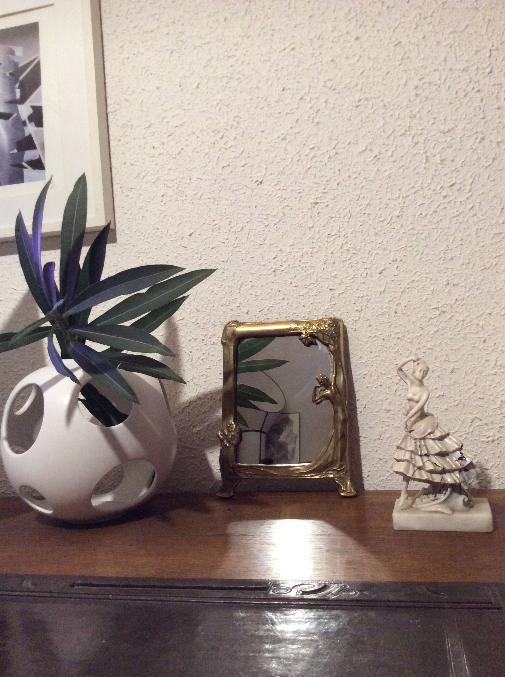 Mirror Art Nouveau brass 1900