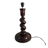 Grand pied de lampe en bois tourné, 1960