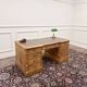 Bureau en teck anglais classique avec cuir marron