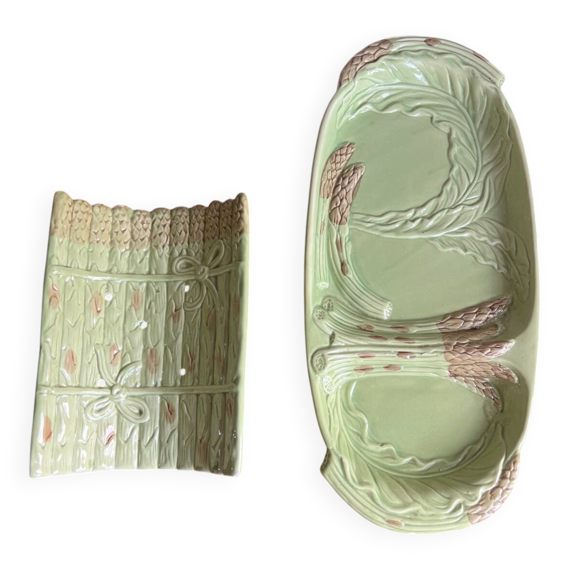 Barbotine asparagus dish and drainer