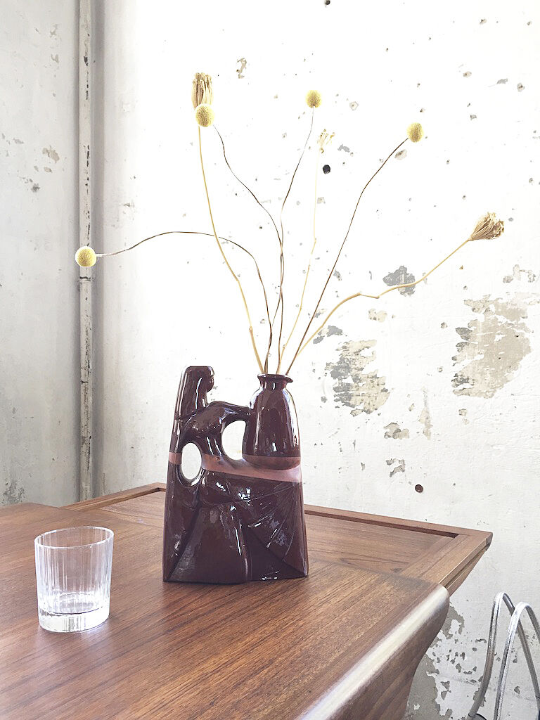 Ceramic pitcher vase polymorphic woman art deco