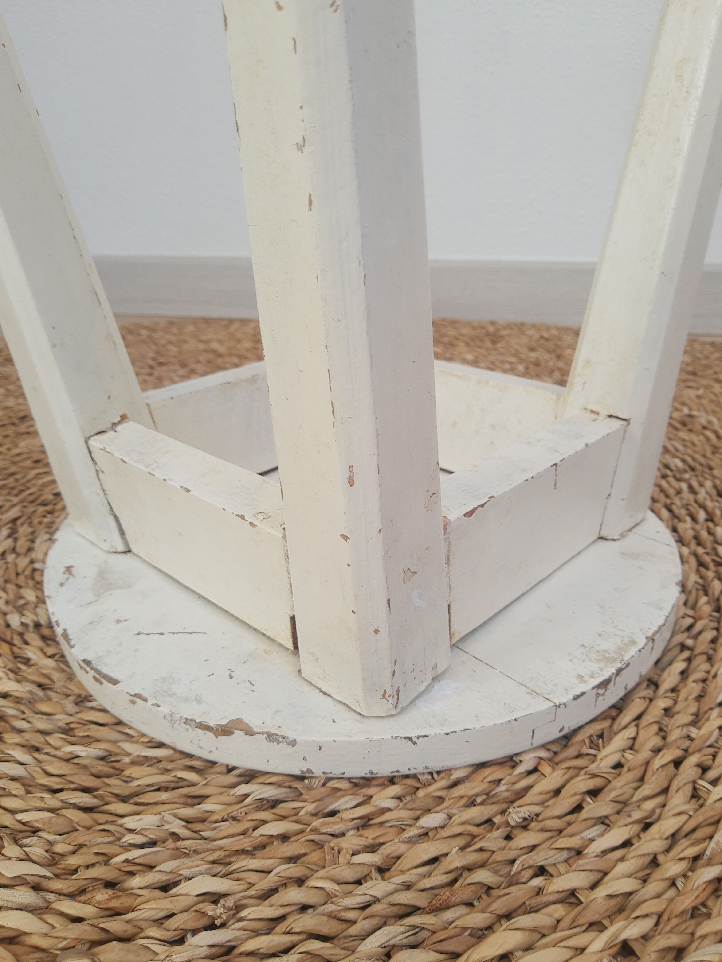 Vintage white farm stool