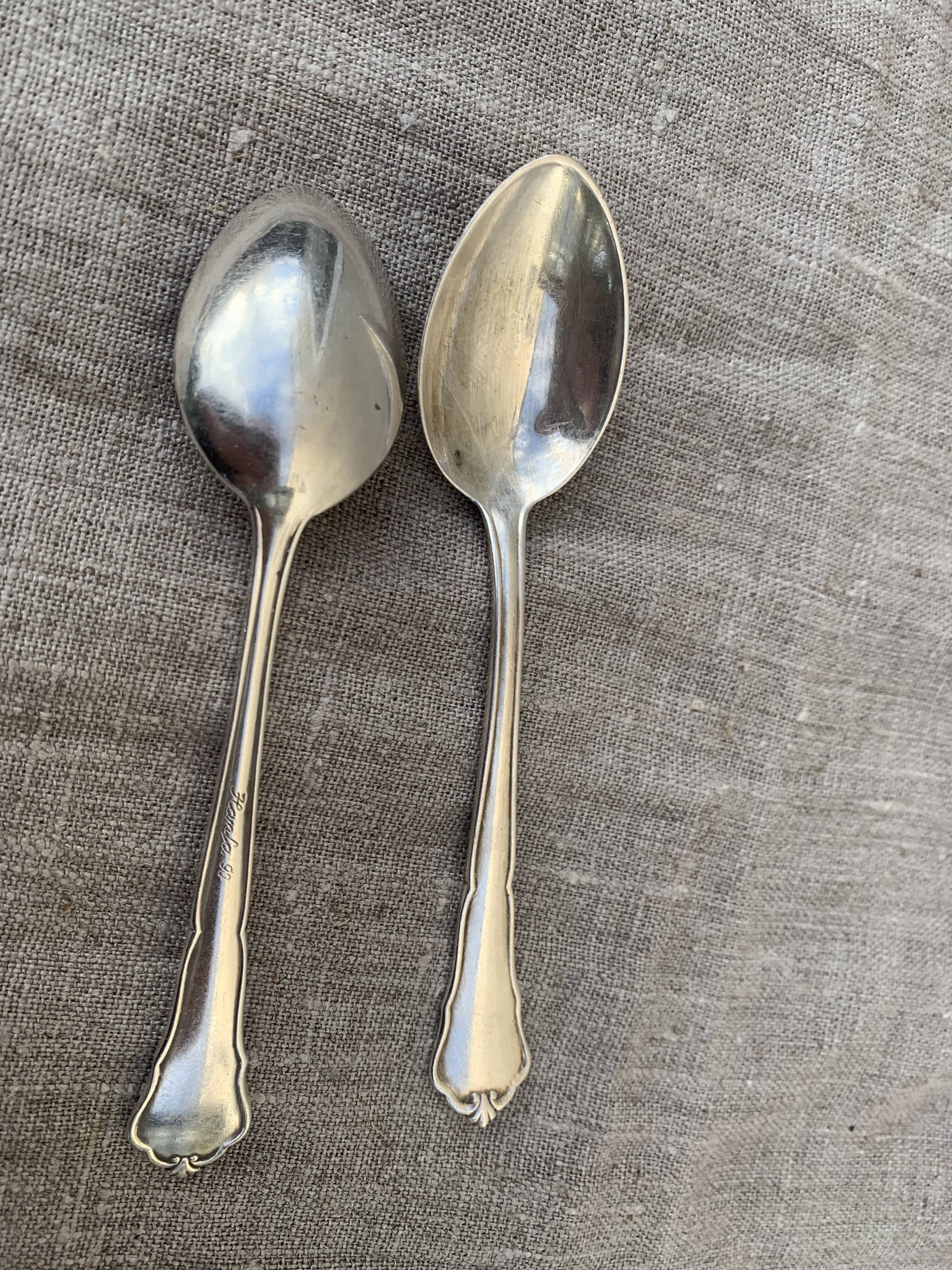6 spoons in silver metal Hamfa 90 has antique shell pattern
