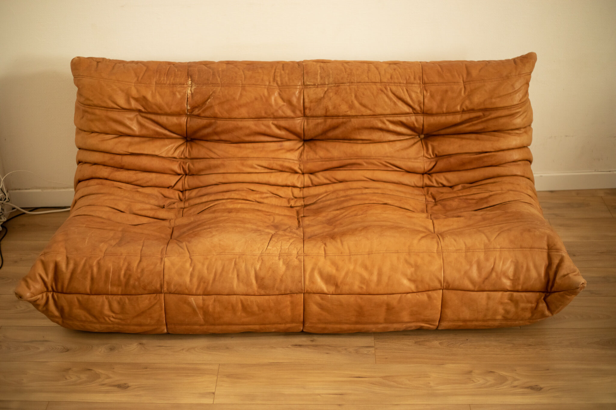 Togo 3-seater sofa and leather chair By Michel Ducaroy for Ligne Roset