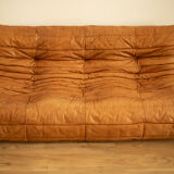 Togo 3-seater sofa and leather chair By Michel Ducaroy for Ligne Roset