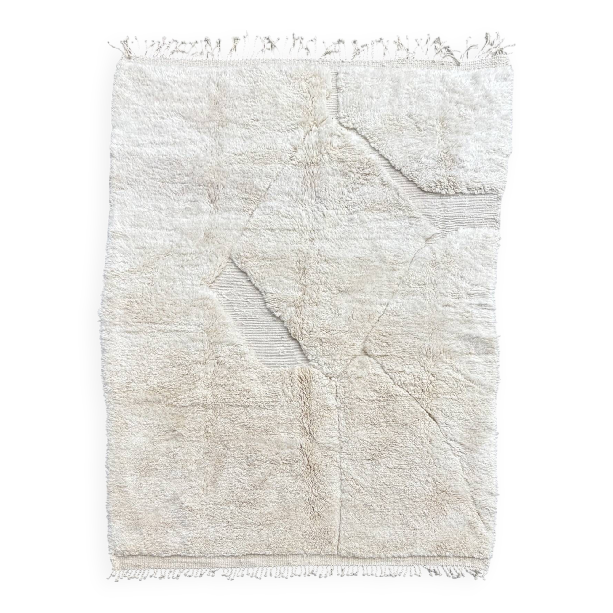 White Moroccan shaggy wool rug