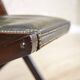 Vintage Walnut Folding Chair in Dark-Green Leather, 1950s