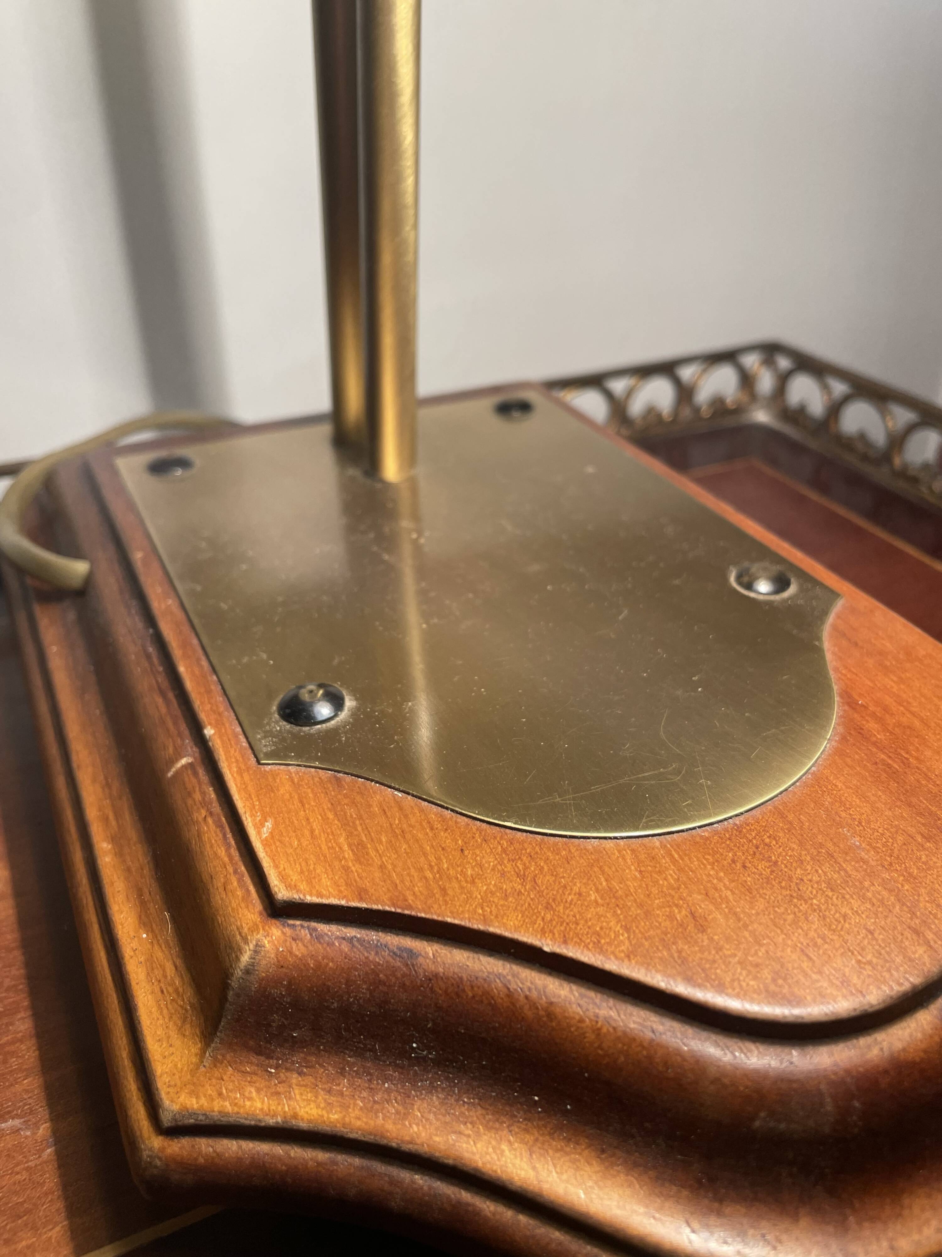 Empire style bedside lamp, wood and brass