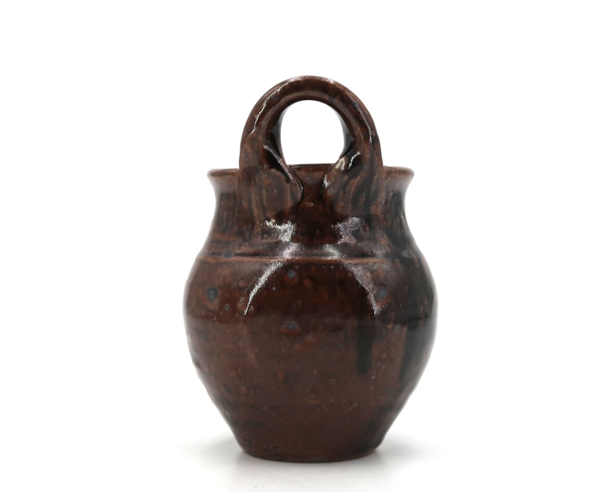 Brown ceramic wall vase by Guy Baudat, 1970s.