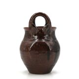 Brown ceramic wall vase by Guy Baudat, 1970s