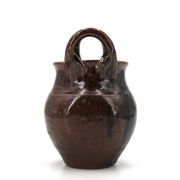 Brown ceramic wall vase by Guy Baudat, 1970s.