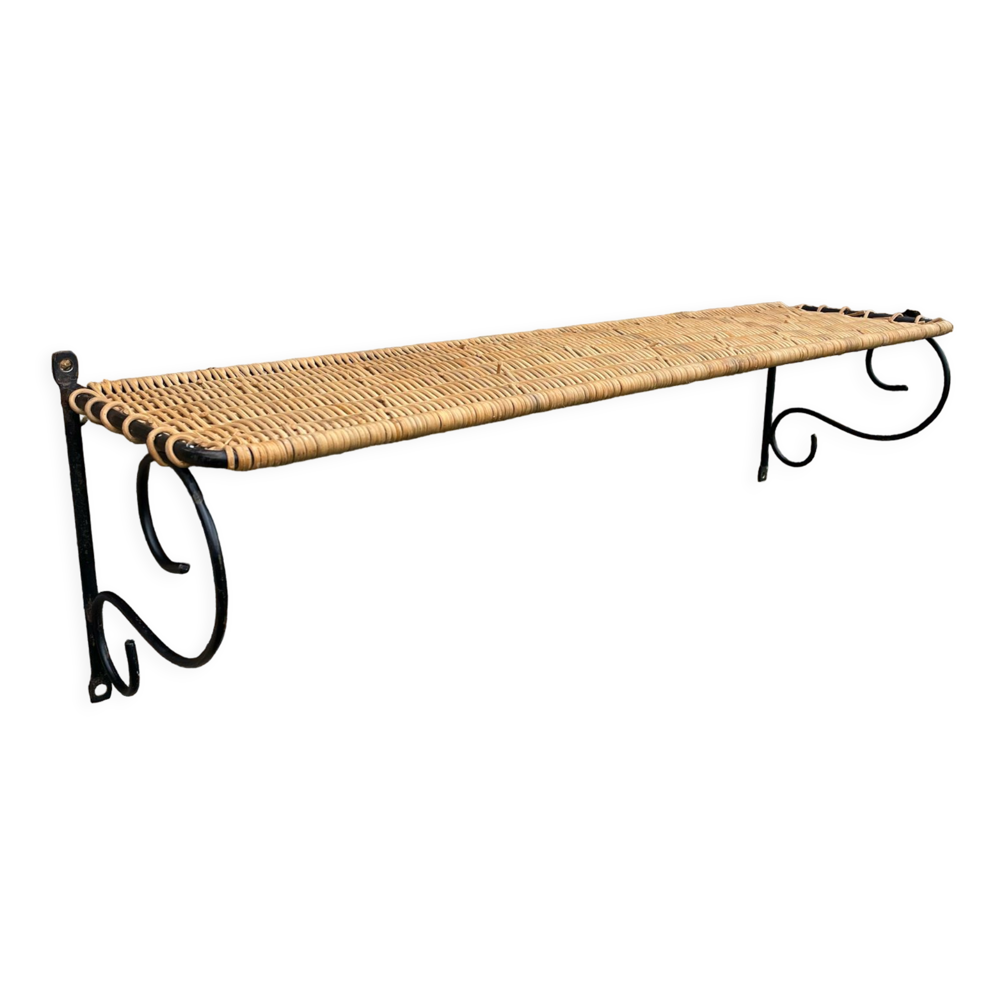 Vintage wicker wall shelf 1960