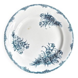 Léon Graves round dish in blue ironstone, "Oeillets" service