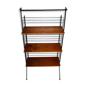 Etagère en bois et métal vintage 1950