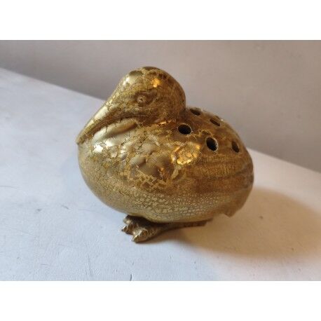 Golden earthenware flower vase "Woodcock"