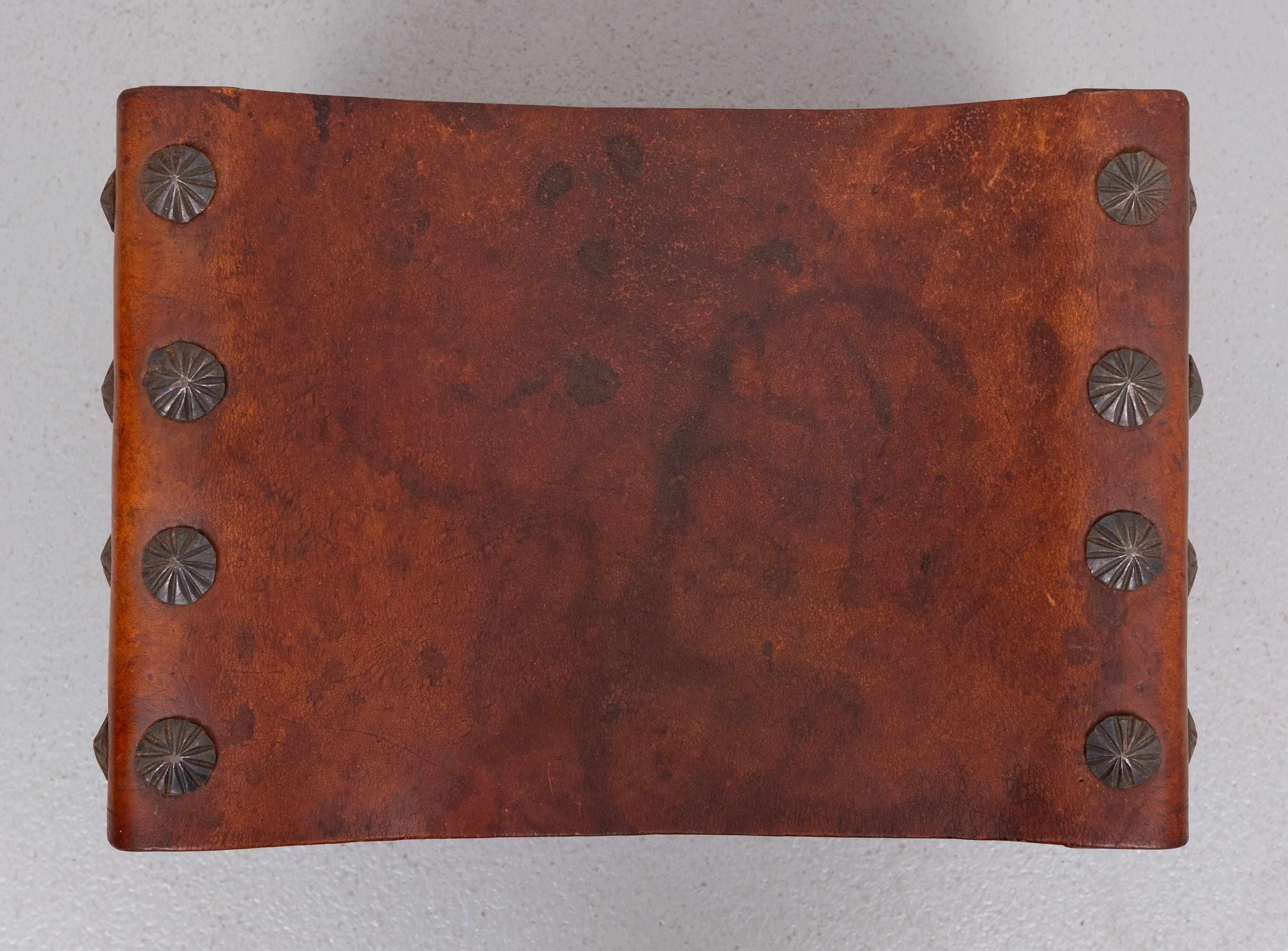 Vintage Brutalist Spanish Ottoman 1950s