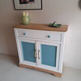 Small old sideboard painted blue and white