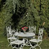 New garden furniture - wrought iron - Arras round table and 4 Lily chairs