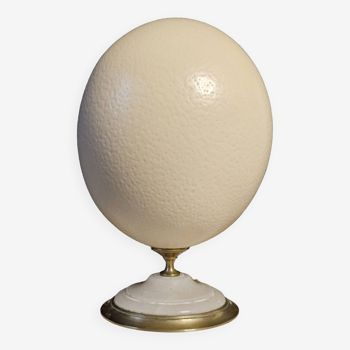 Ostrich Egg, Bronze and White Marble Base (Late 19th - Early 20th) H: 18 cm l PlaceOddity