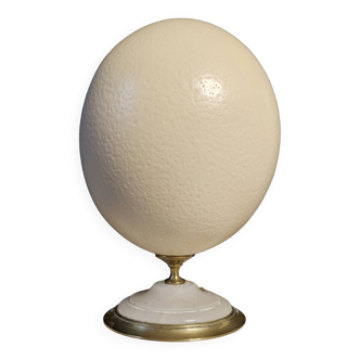 Ostrich Egg, Bronze and White Marble Base (Late 19th - Early 20th) H: 18 cm l PlaceOddity