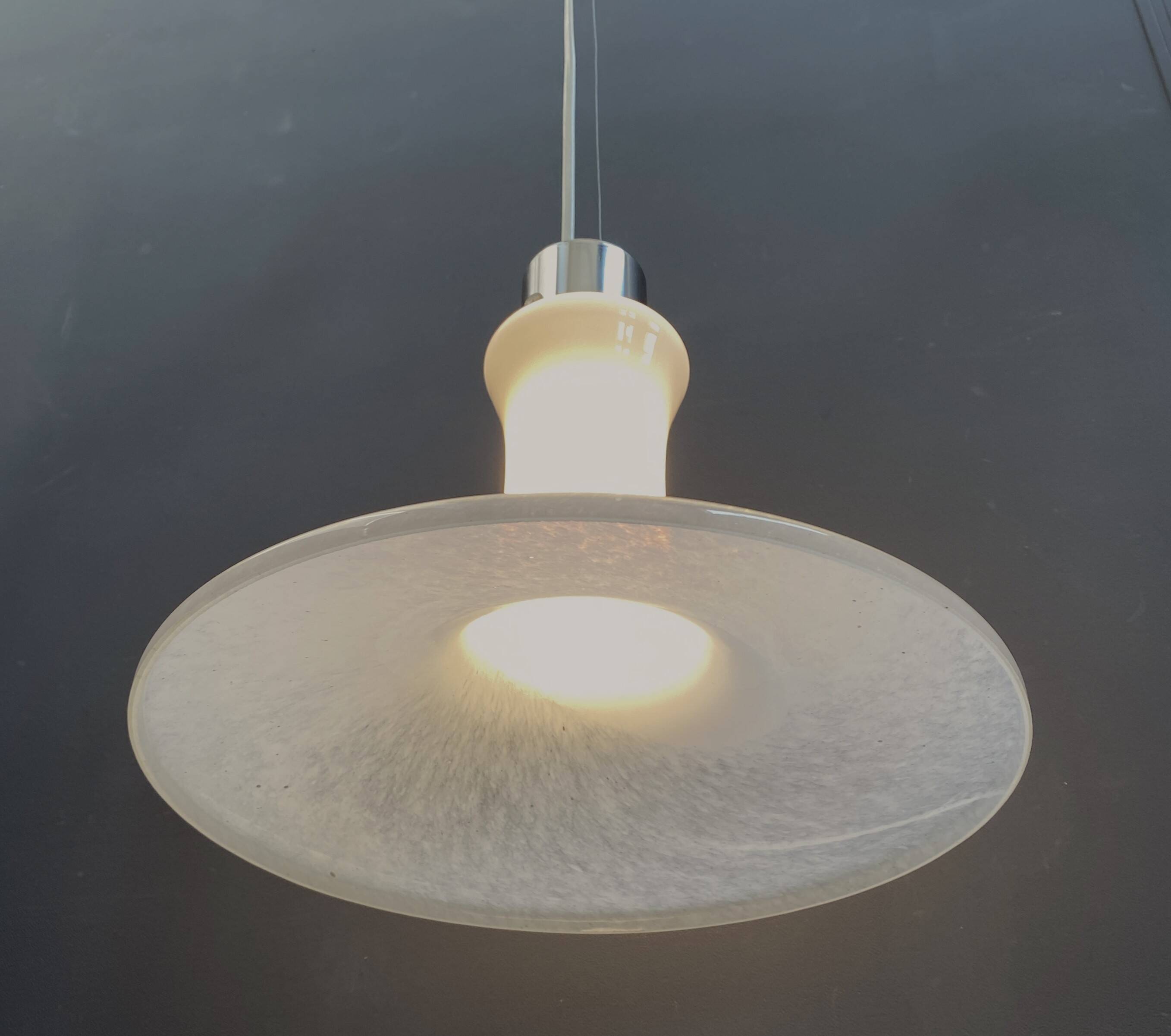 White glass pendant lamp 1980s