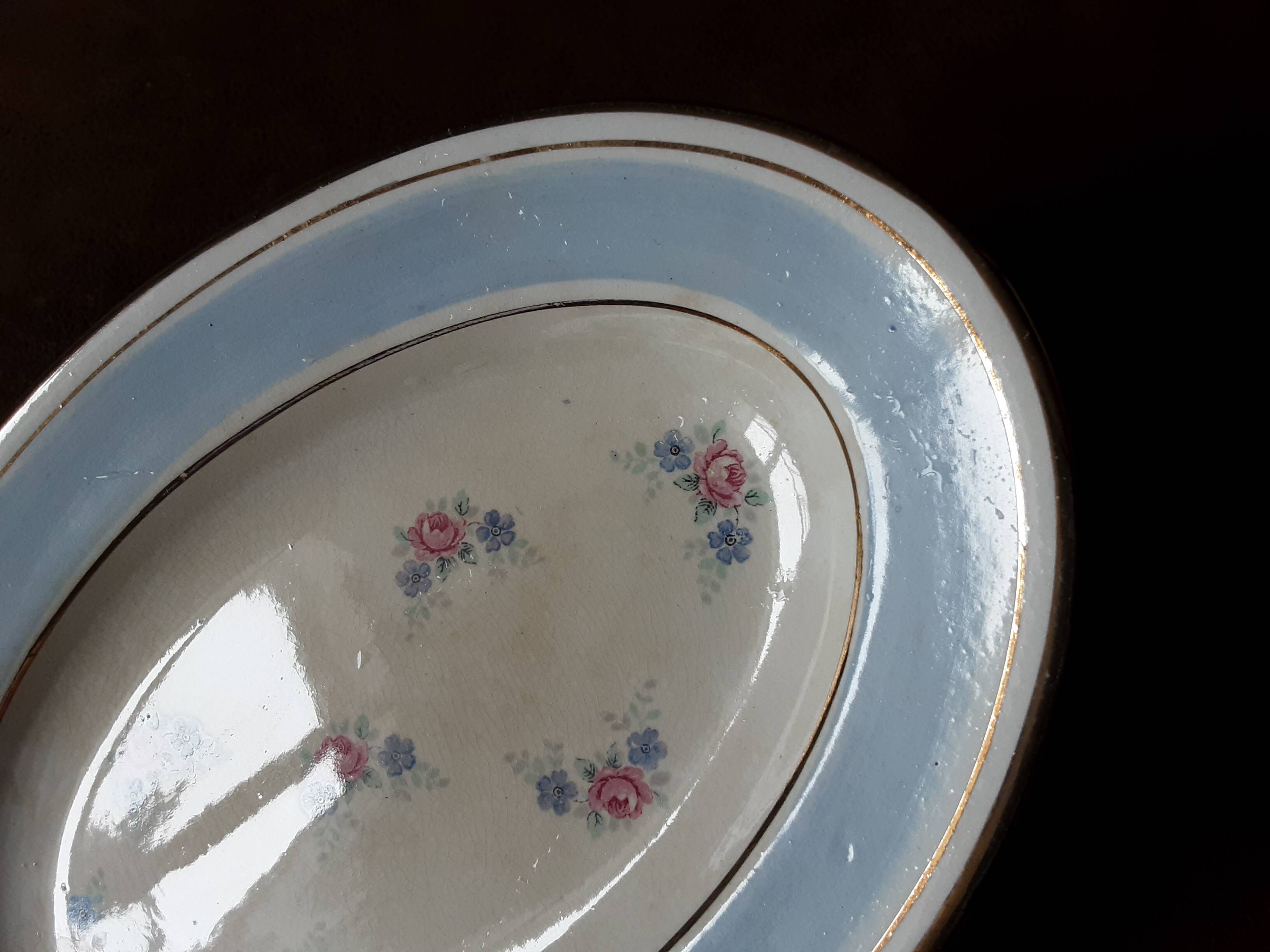 Set of 2 butter dishes, S A, opaque porcelain, Normandy