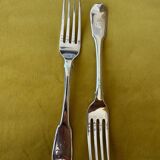 Pair of English solid silver table forks – 1815