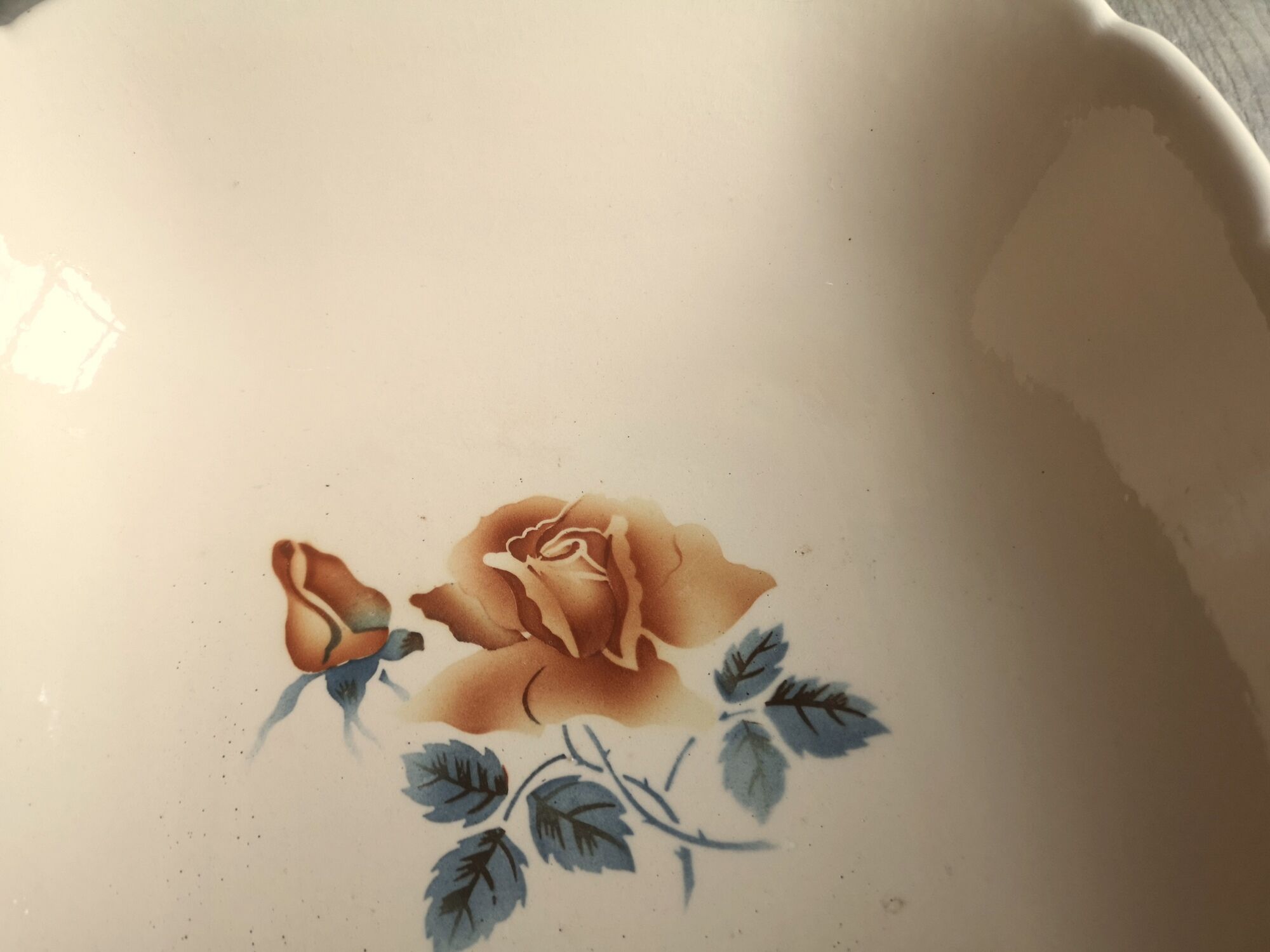 Ancient Saladier in Pink Ceramics by Digoin Sarreguemines Floral Decoration