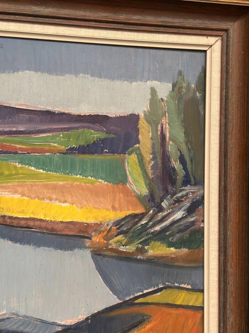 Original Swedish Oil on Panel - "Natural Landscape" by Frans Rase (1913-1994) - Signed - Vintage & Framed - 56 × 48 cm (22" × 18.9")