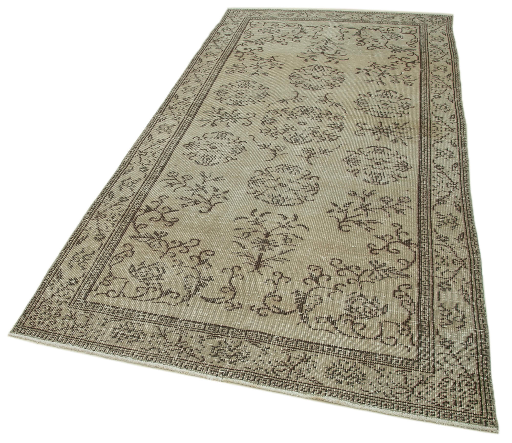 Handwoven anatolian beige carpet 140 cm x 275 cm